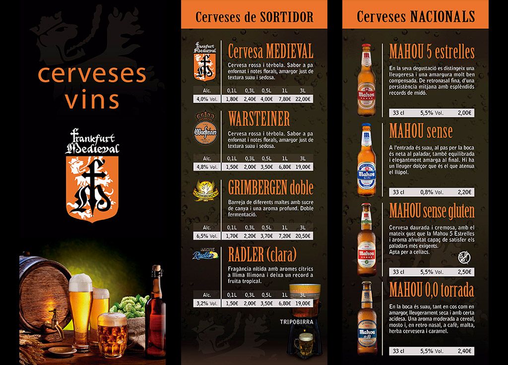 Diseño gráfico – Carta Bebidas Frankfurt Medieval